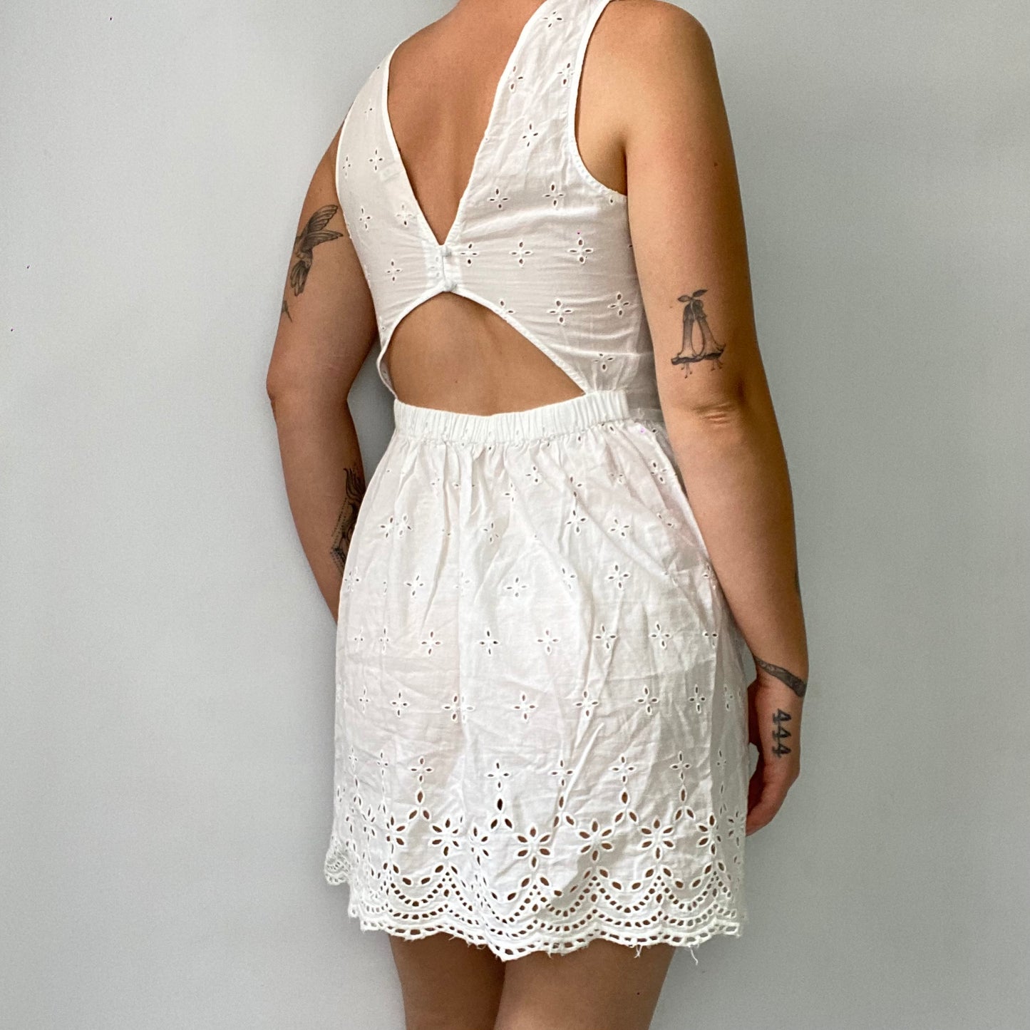 Embroidered white mini dress