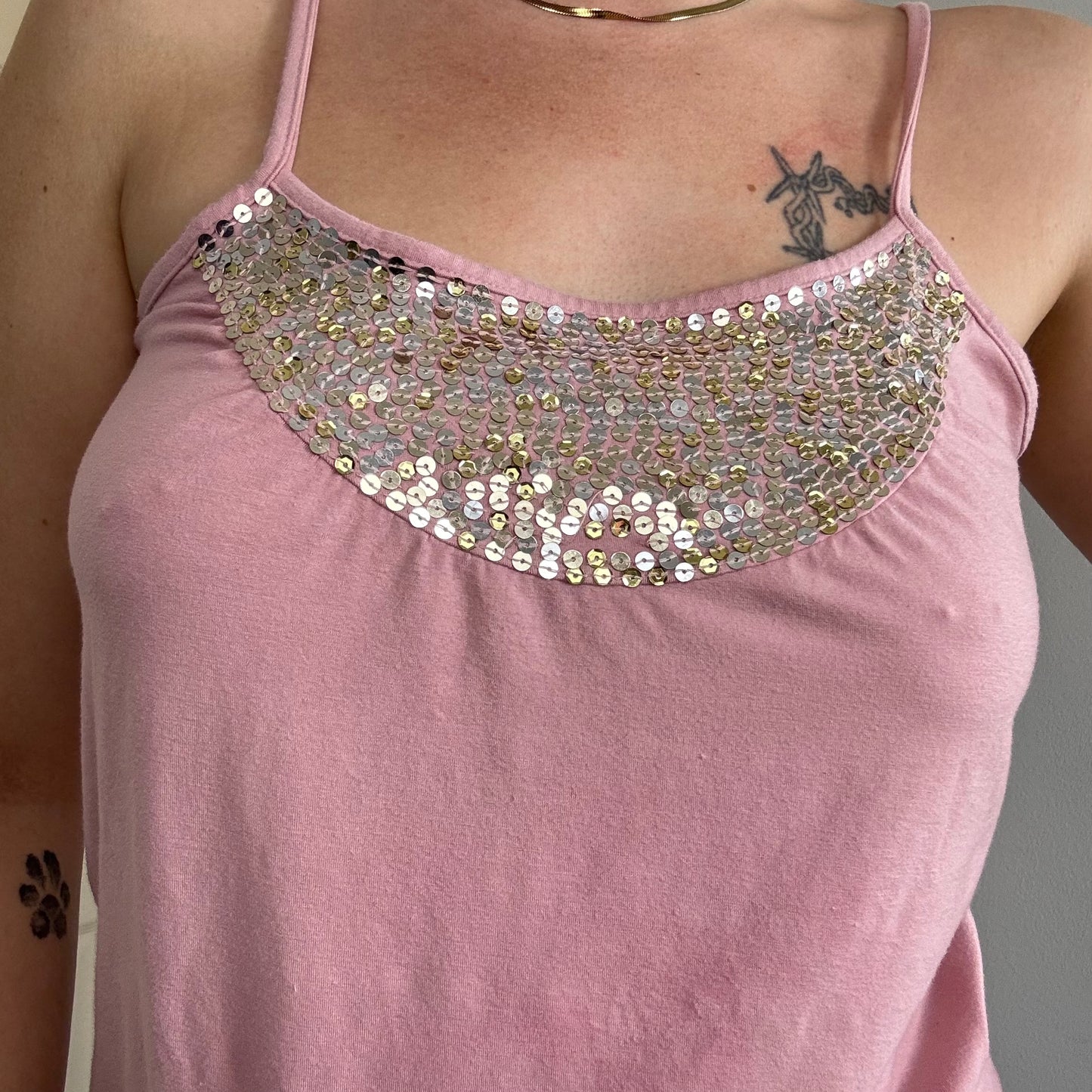 y2k sequin strappy cami top