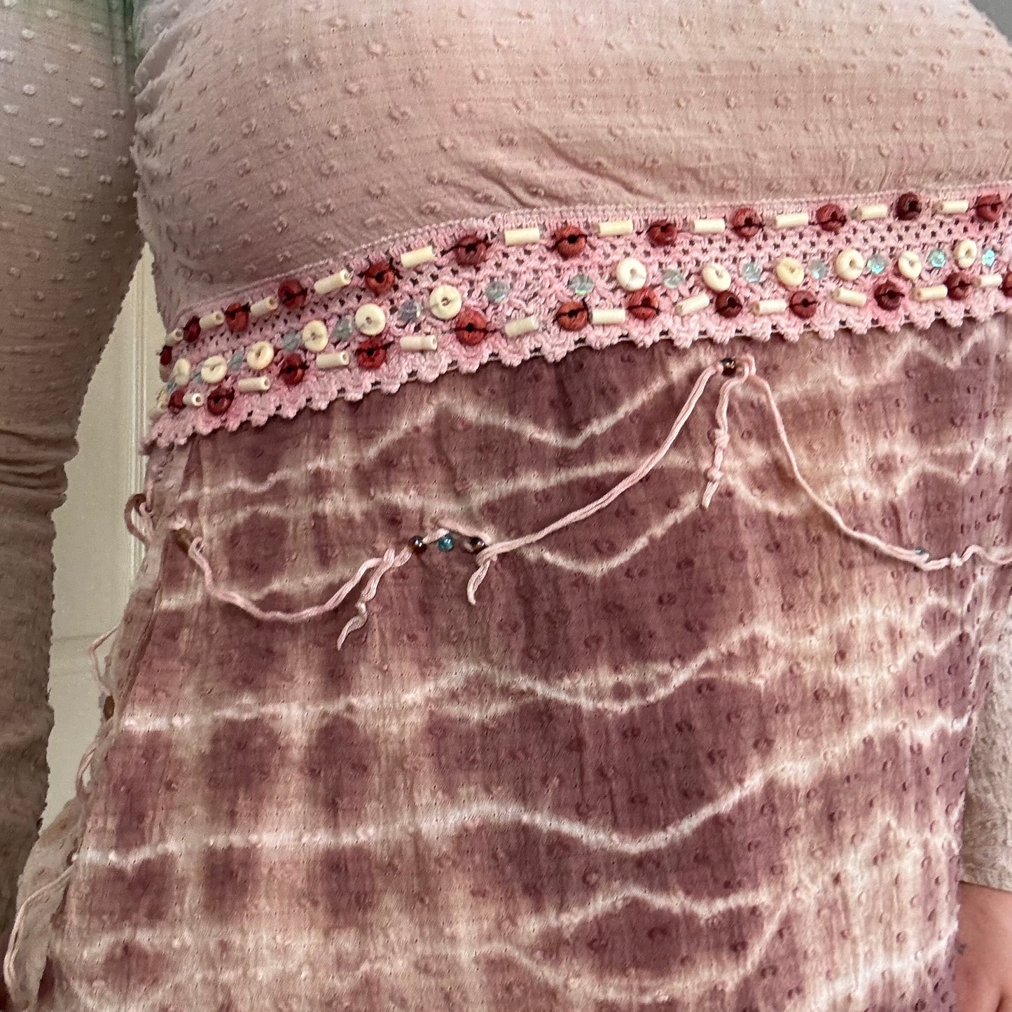 vintage beaded tie dye long sleeve top