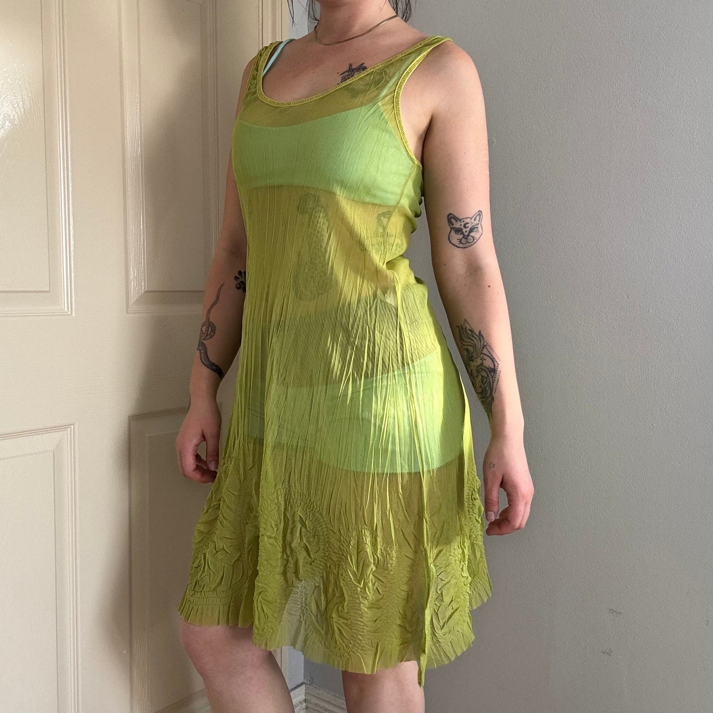 vintage sheer mesh flowy dress