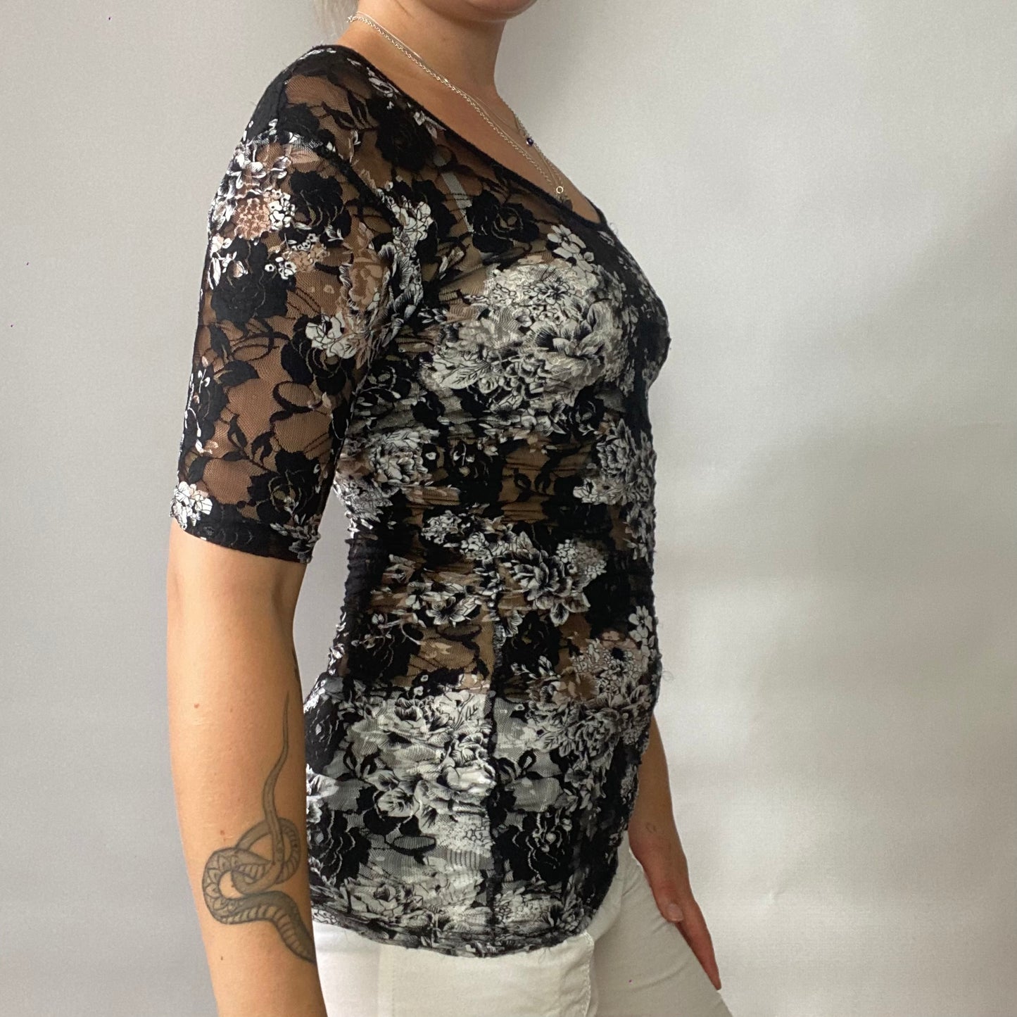 Sheer Floral mesh top