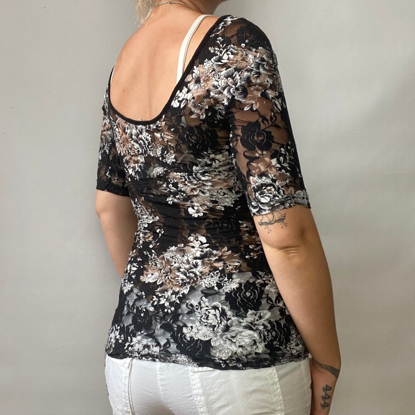Sheer Floral mesh top