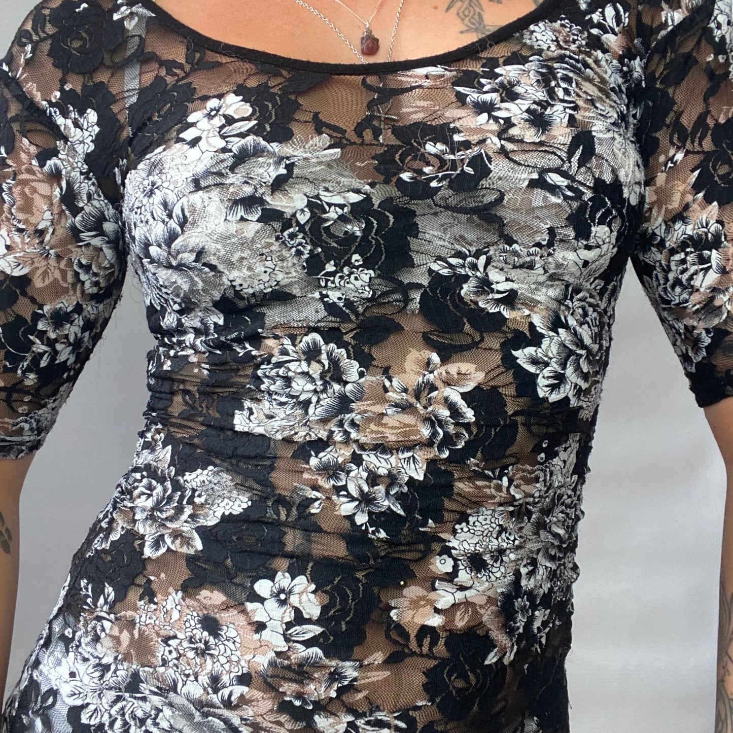 Sheer Floral mesh top