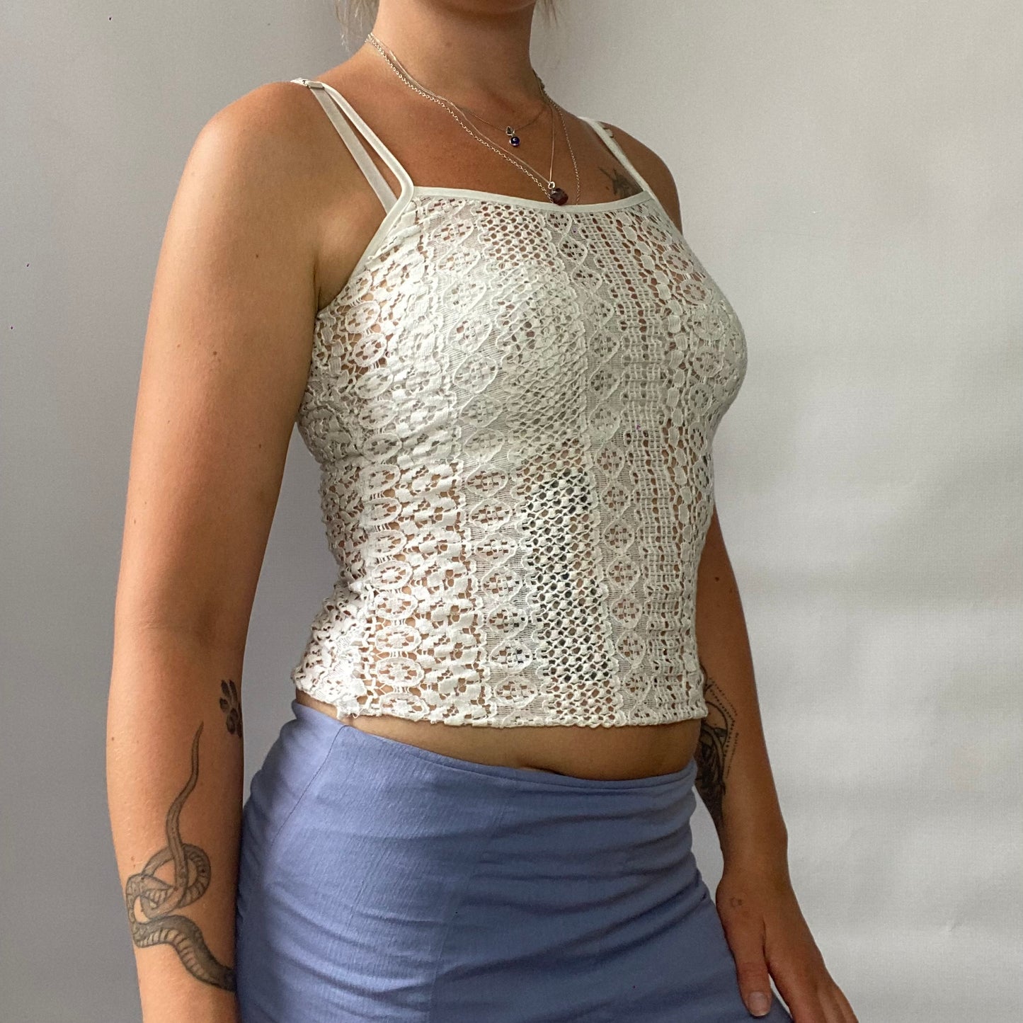 Sheer lace cami top