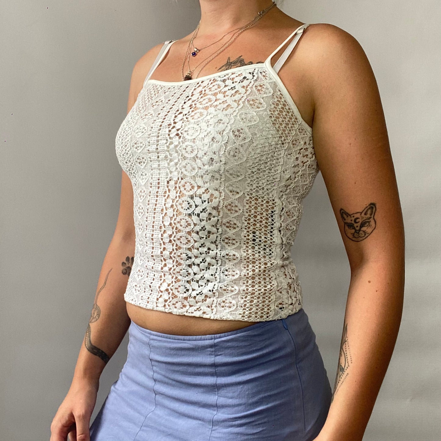 Sheer lace cami top