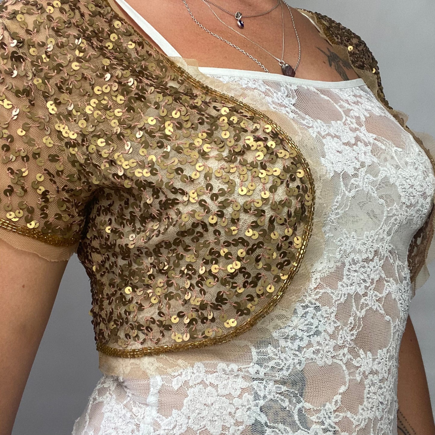 Sequin mesh cropped bolero