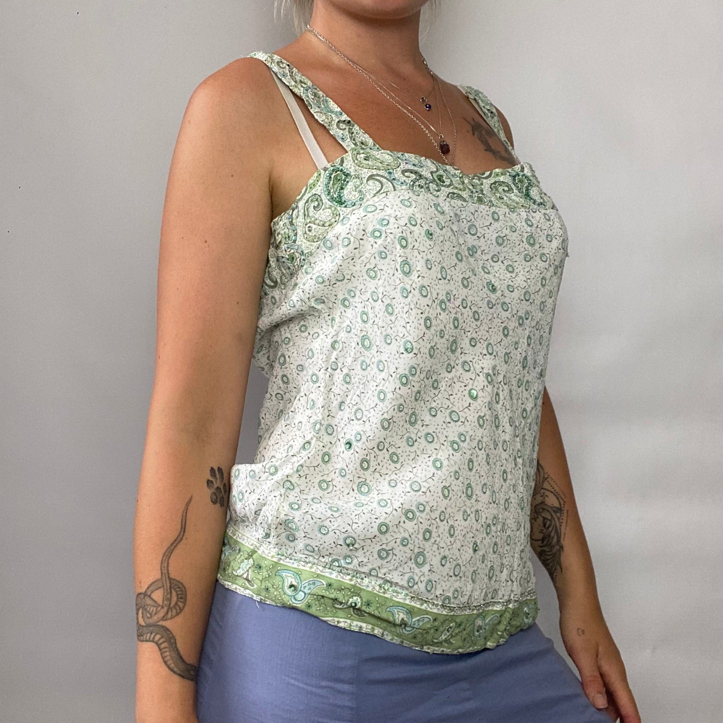 Paisley beaded cami top with tie detail