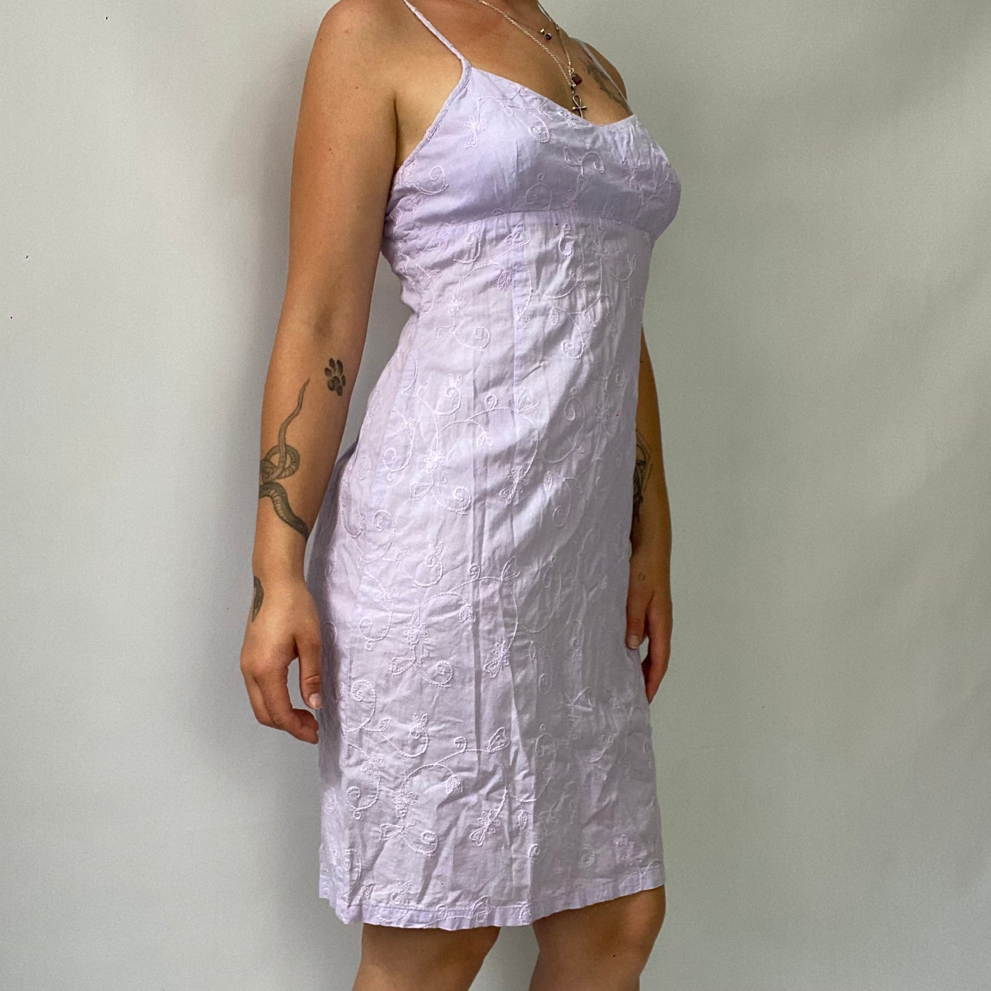 Floral embroidered knee length dress