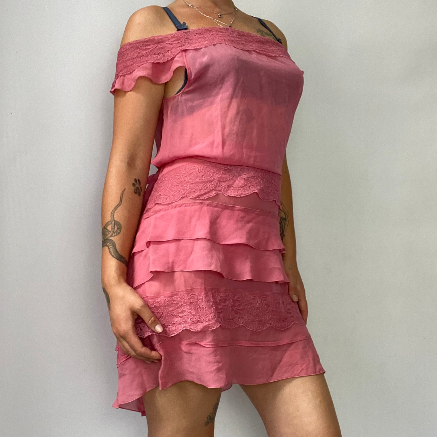 Silk off-the-shoulder mini dress