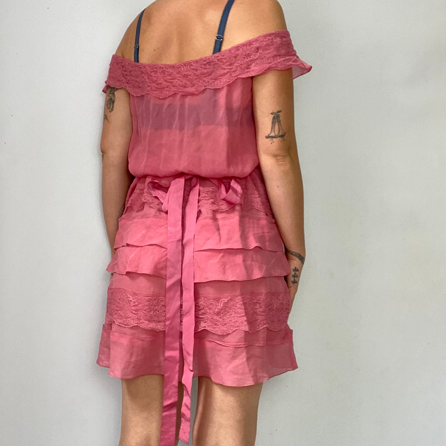 Silk off-the-shoulder mini dress