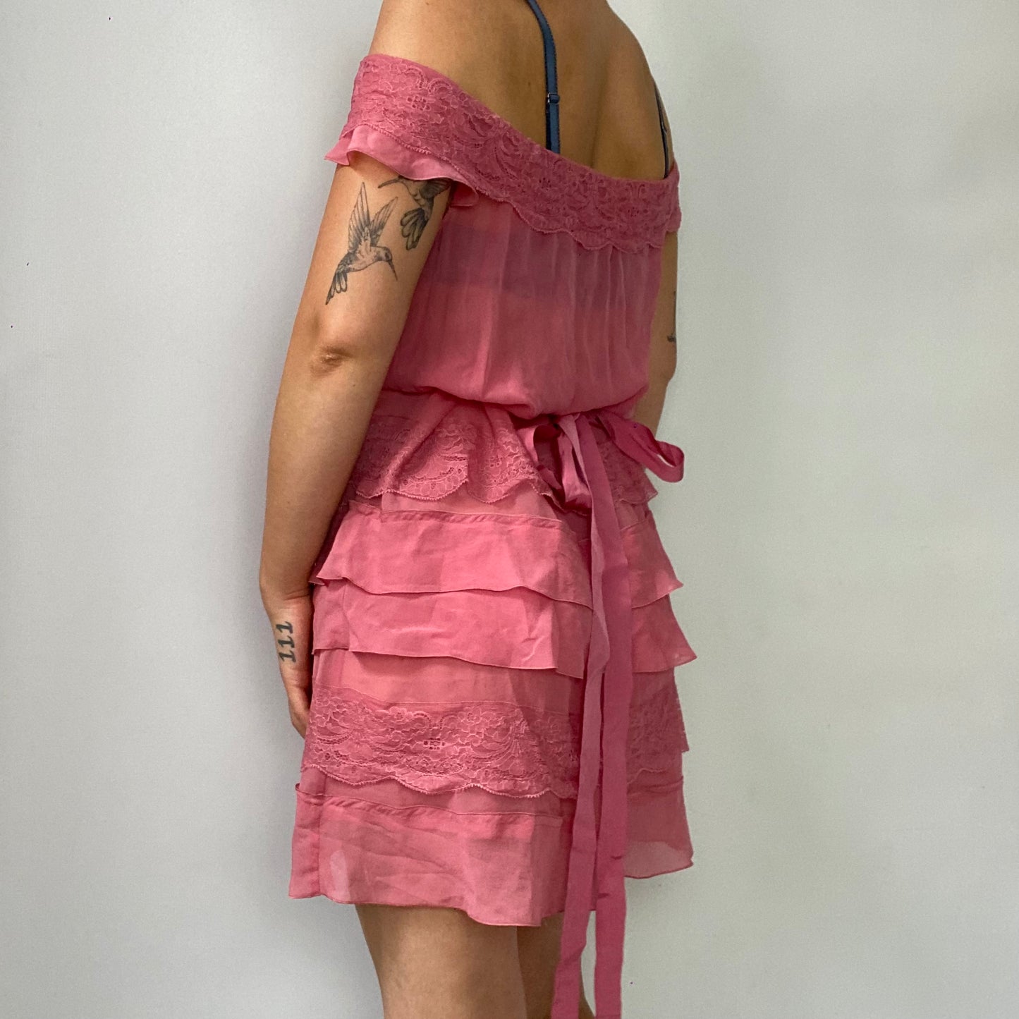 Silk off-the-shoulder mini dress