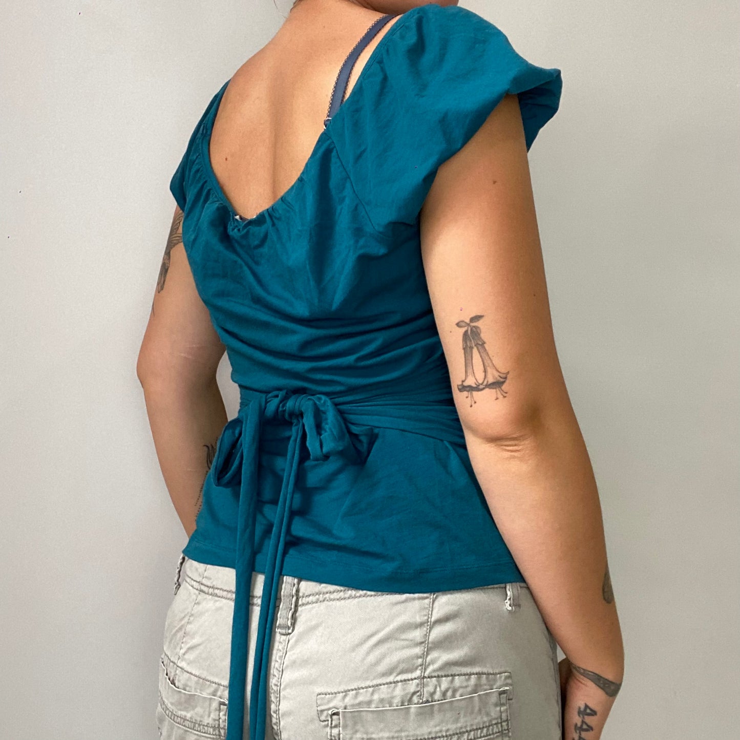 Kookai ruched puff sleeve top