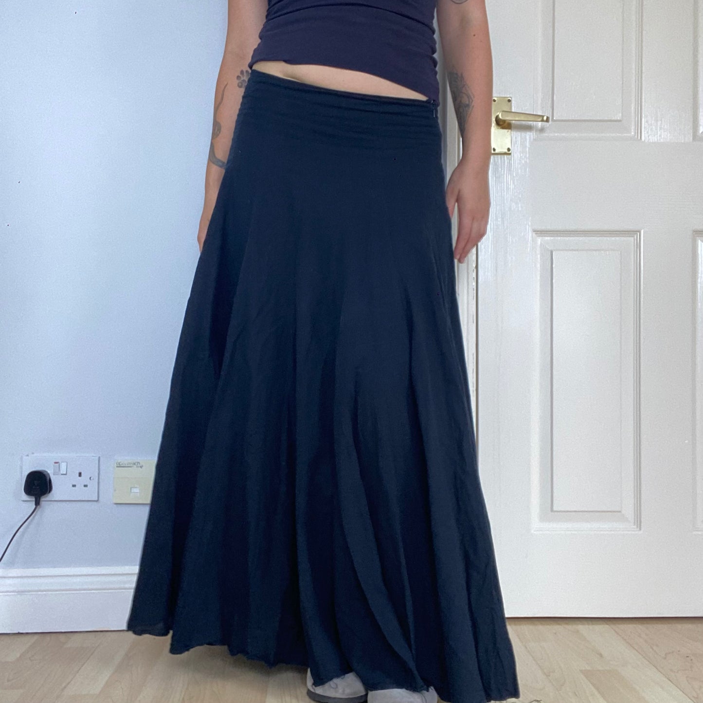 Black flowy maxi skirt
