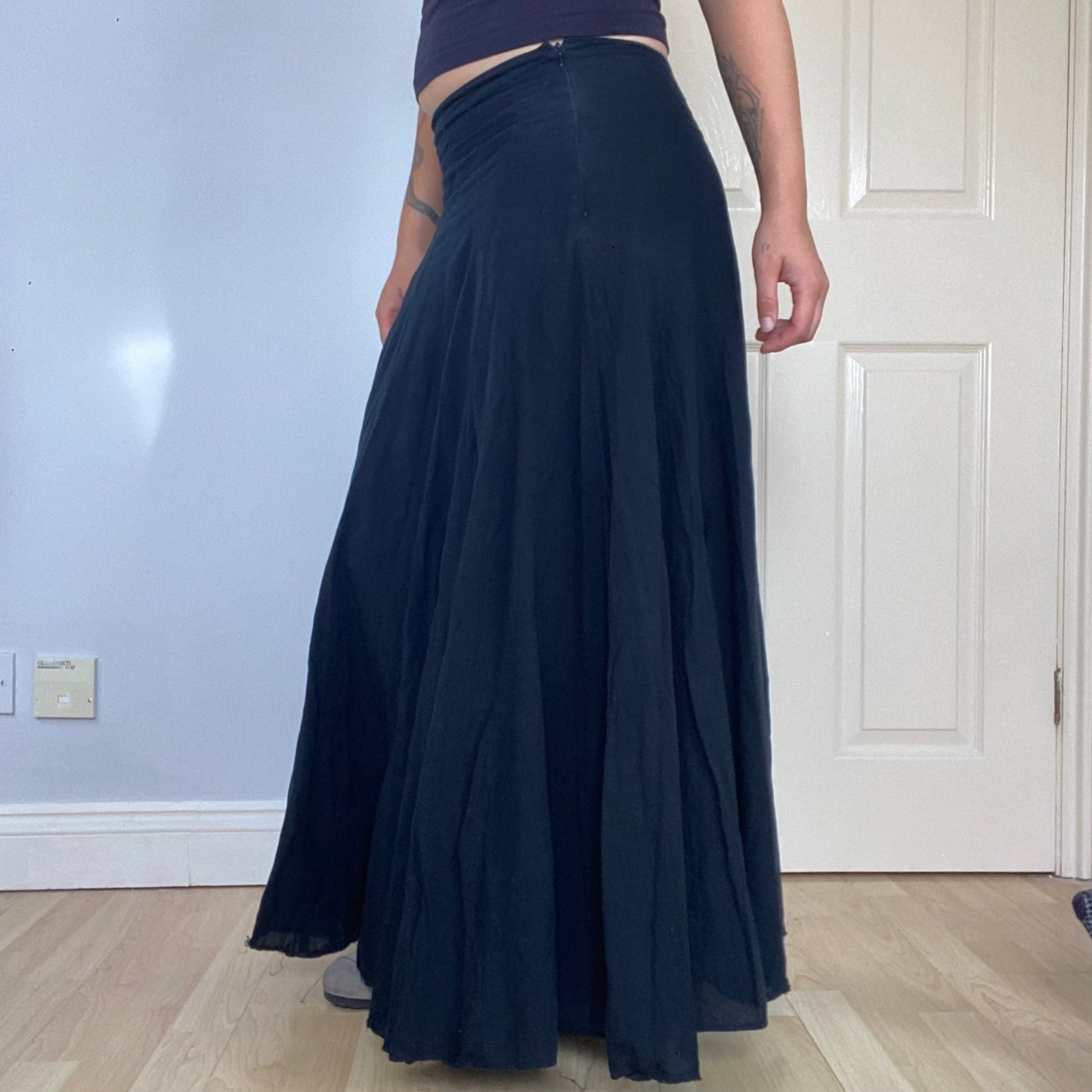 Black flowy maxi skirt