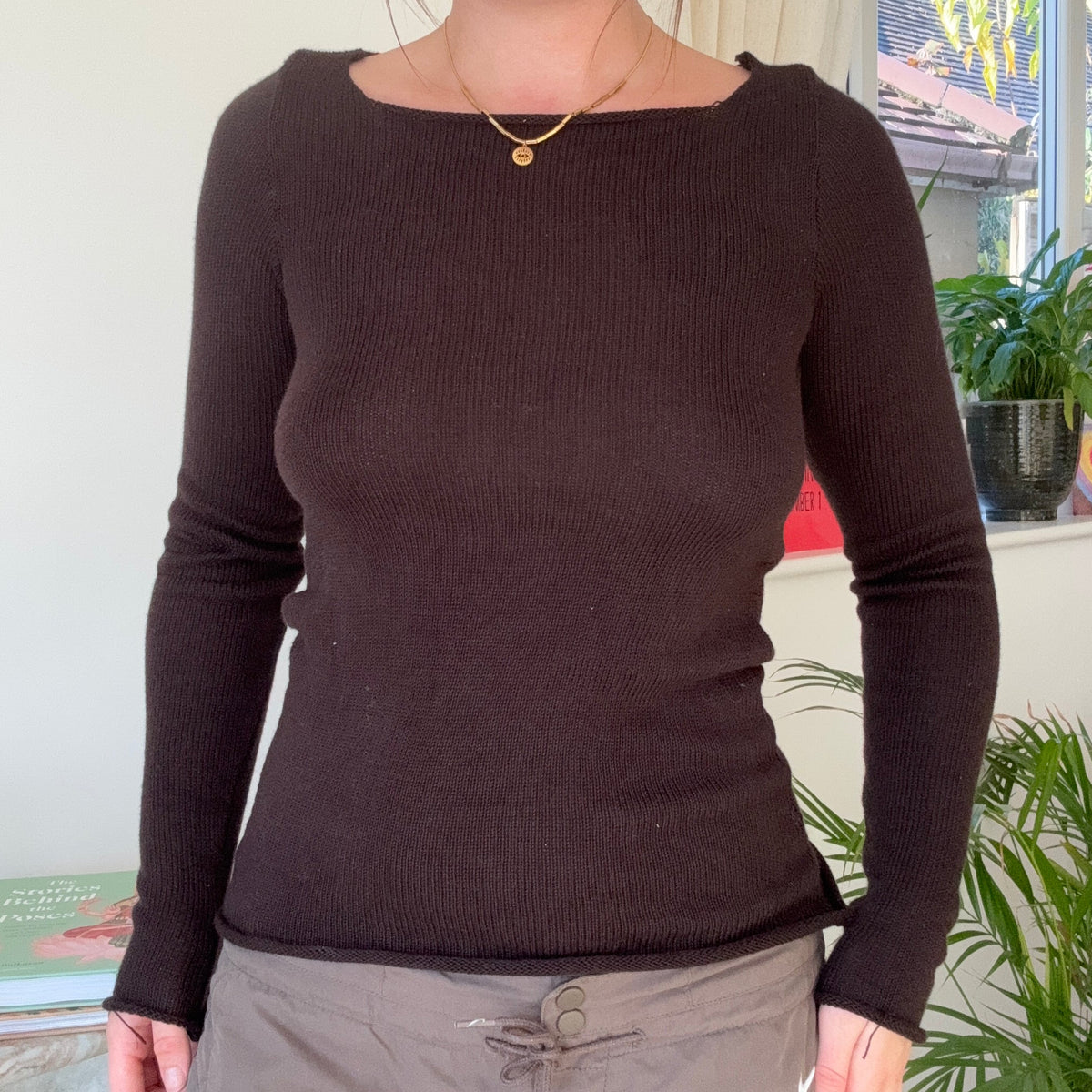 Backless Sofia knit top: cacao
