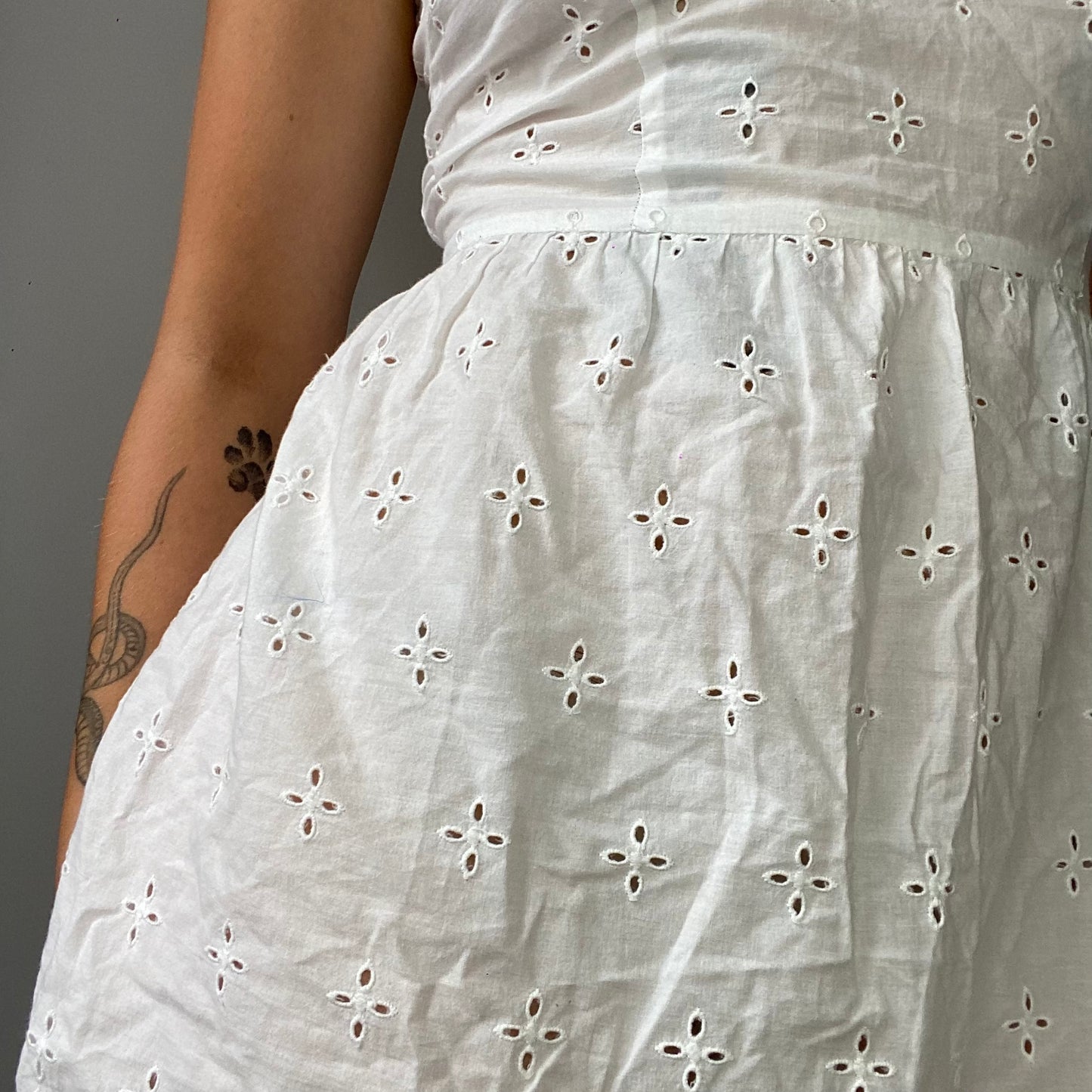 Embroidered white mini dress