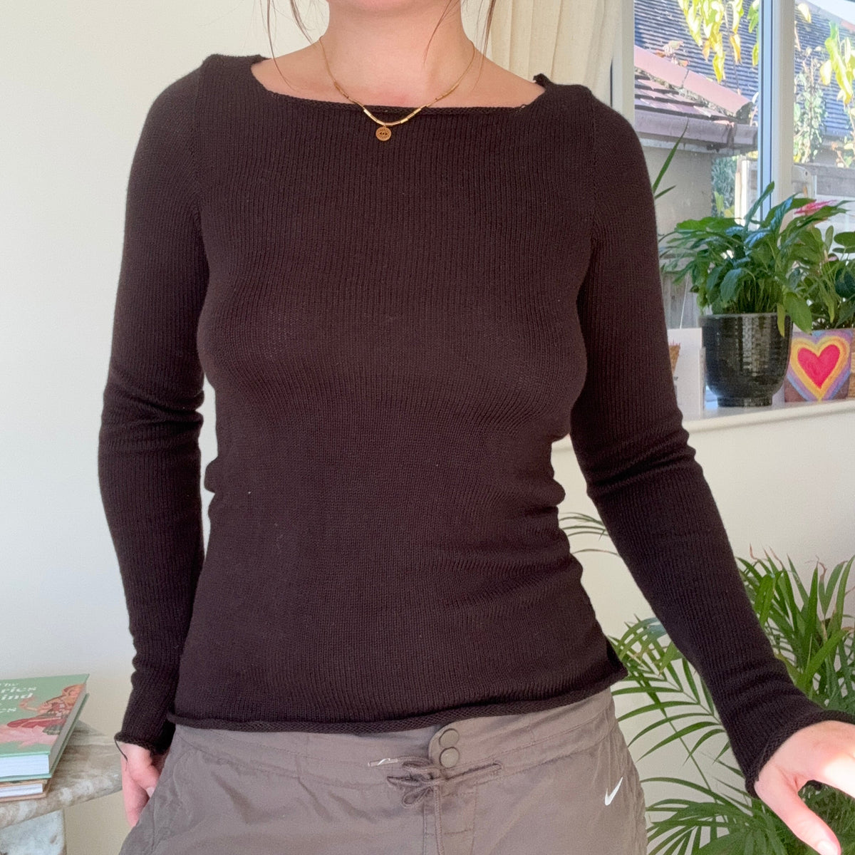 Backless Sofia knit top: cacao