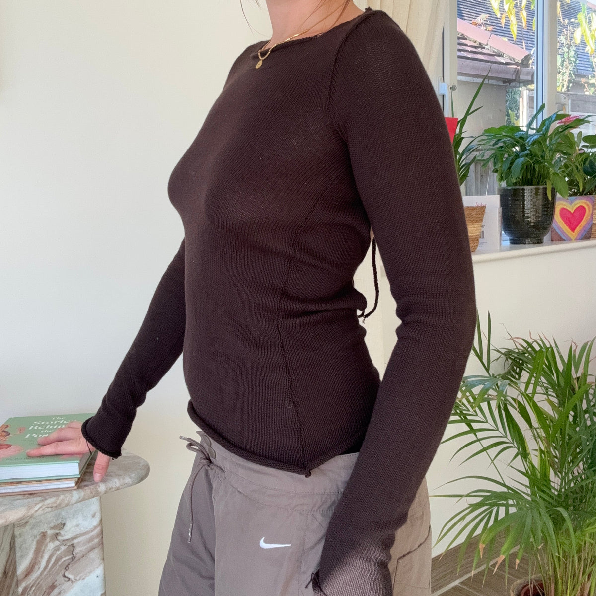 Backless Sofia knit top: cacao