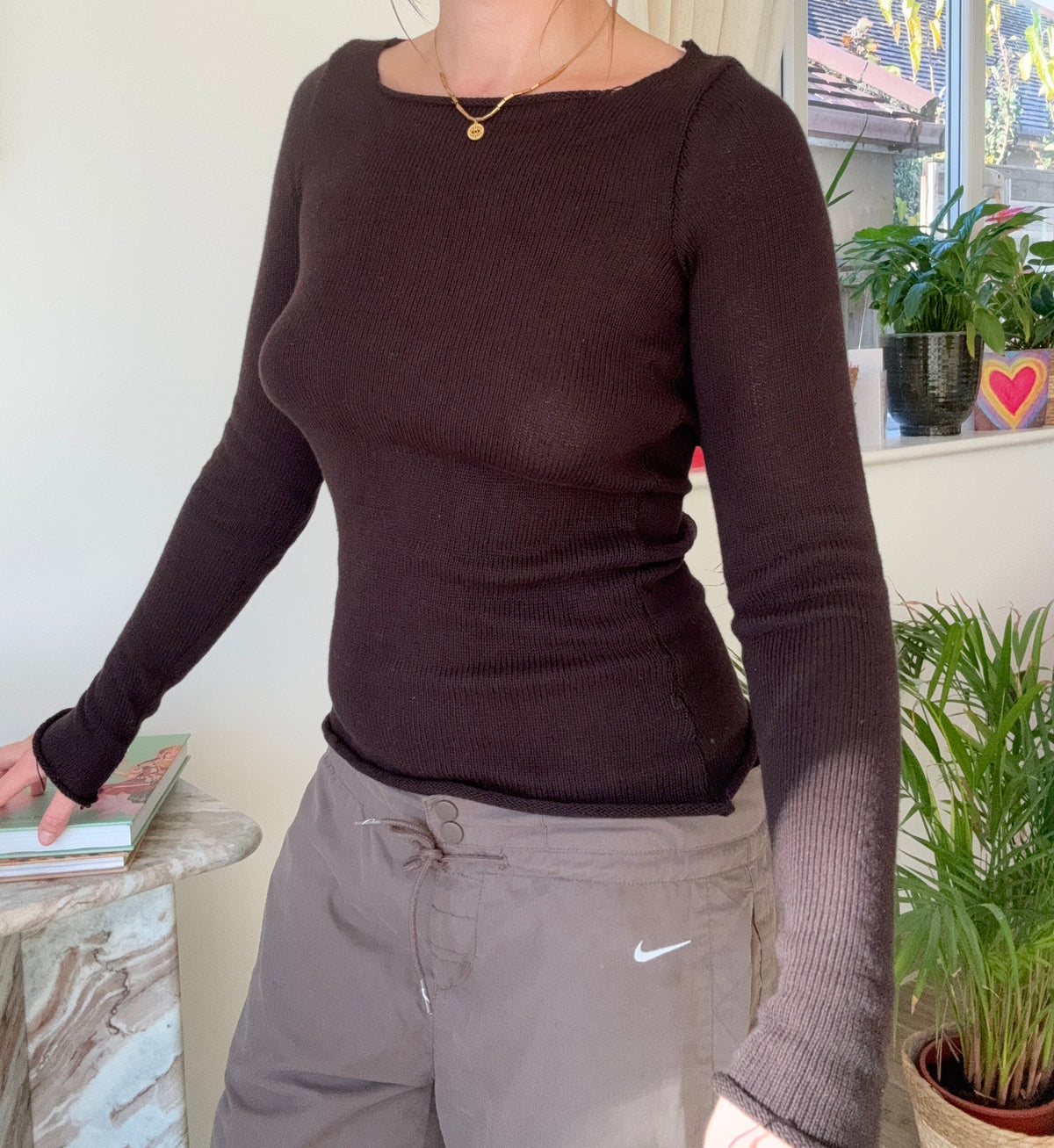 Backless Sofia knit top: cacao