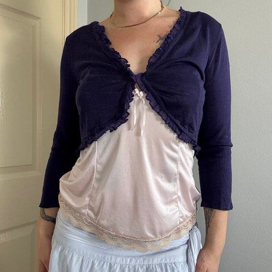 2000s ruffle 3/4 sleeve bolero