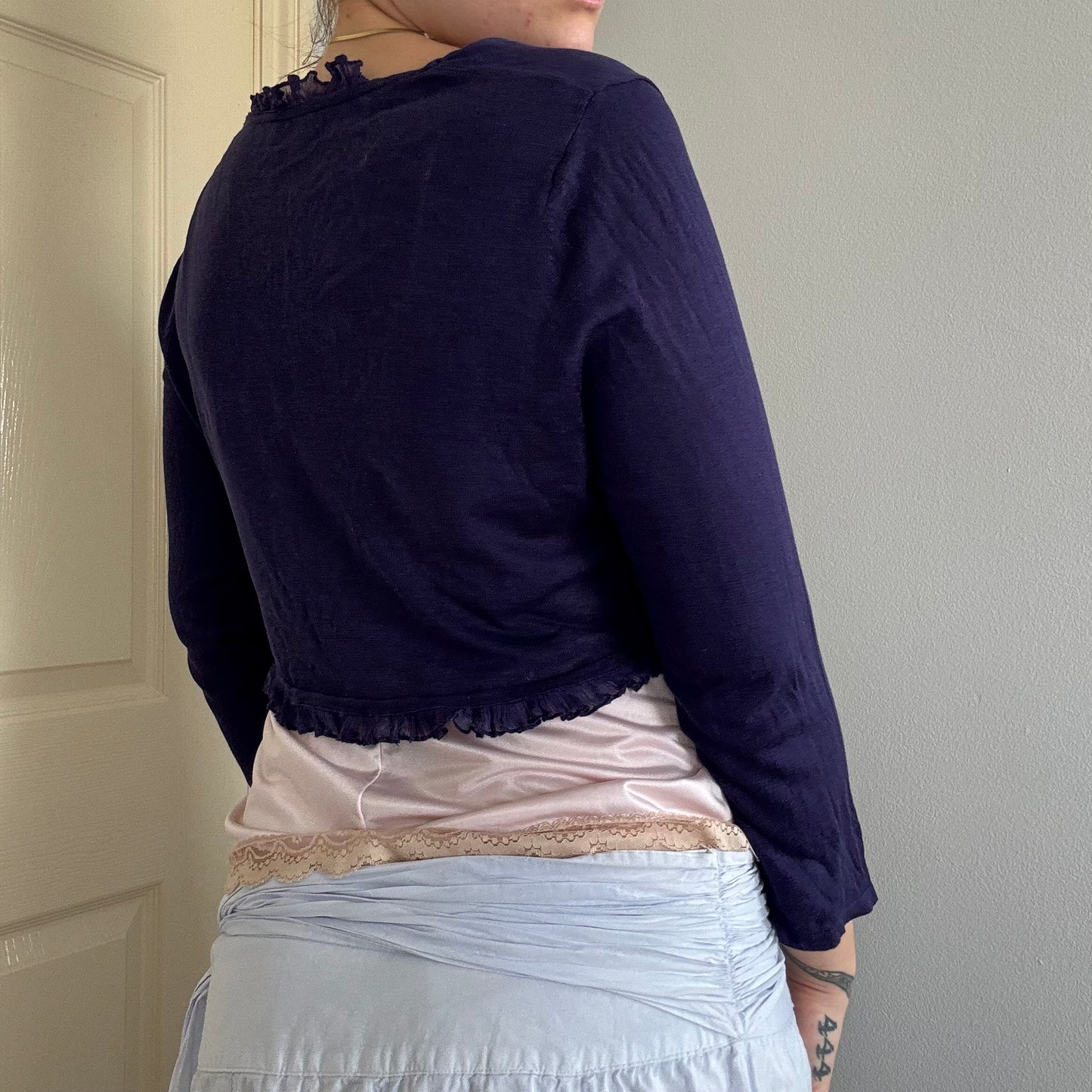 2000s ruffle 3/4 sleeve bolero