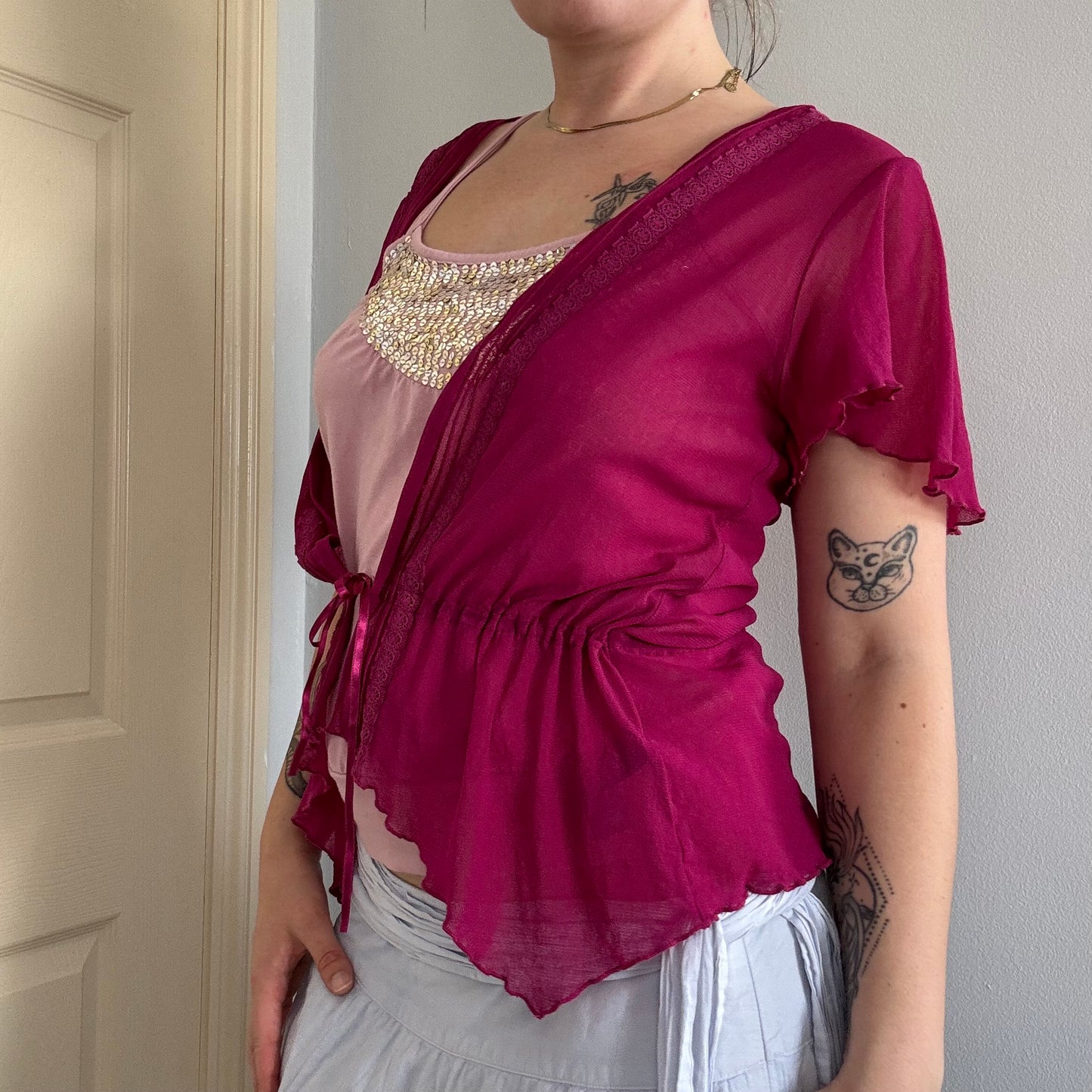 2000s flowy mesh lightweight cardigan