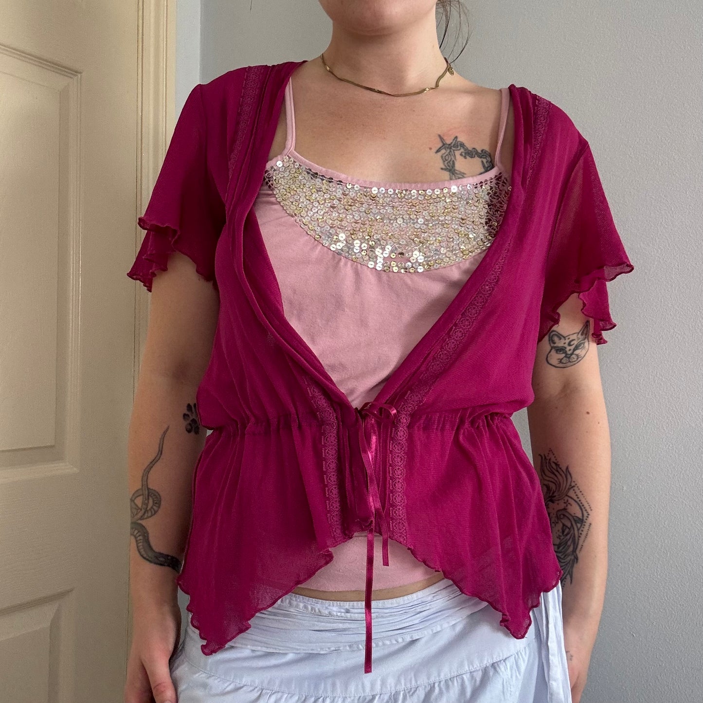 2000s flowy mesh lightweight cardigan