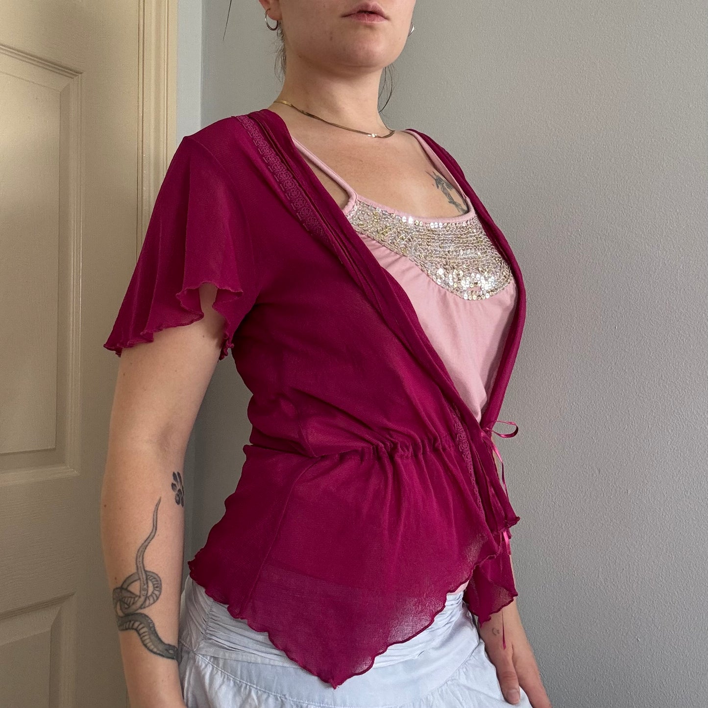 2000s flowy mesh lightweight cardigan