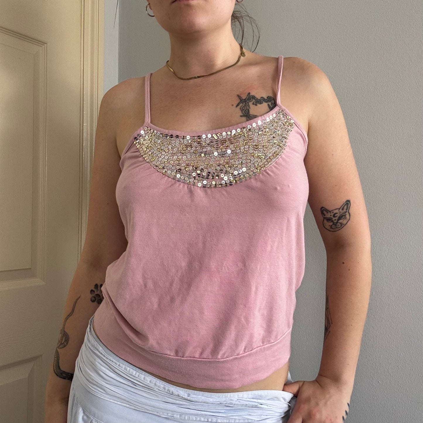 y2k sequin strappy cami top