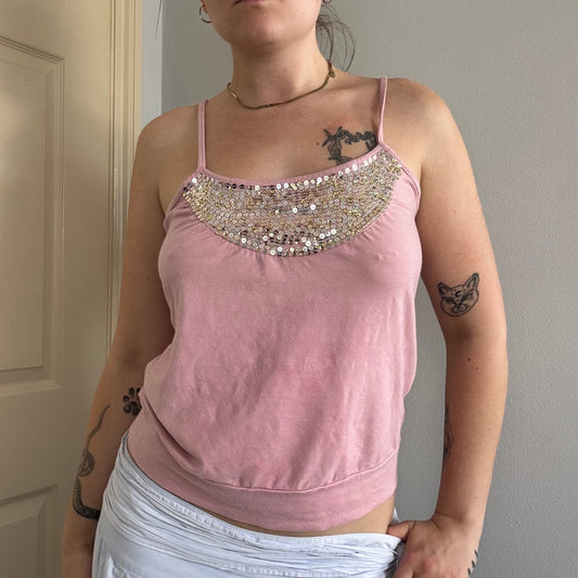 y2k sequin strappy cami top