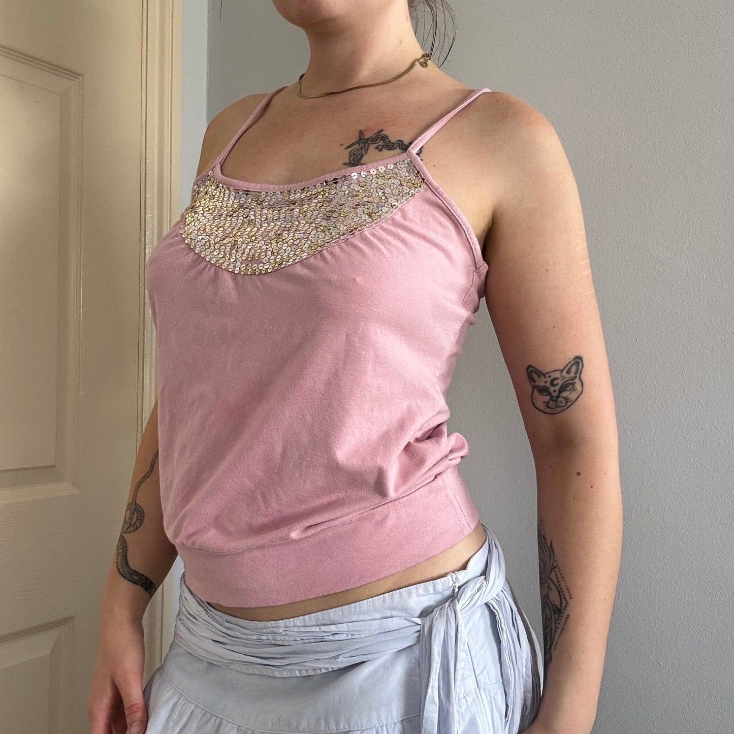 y2k sequin strappy cami top