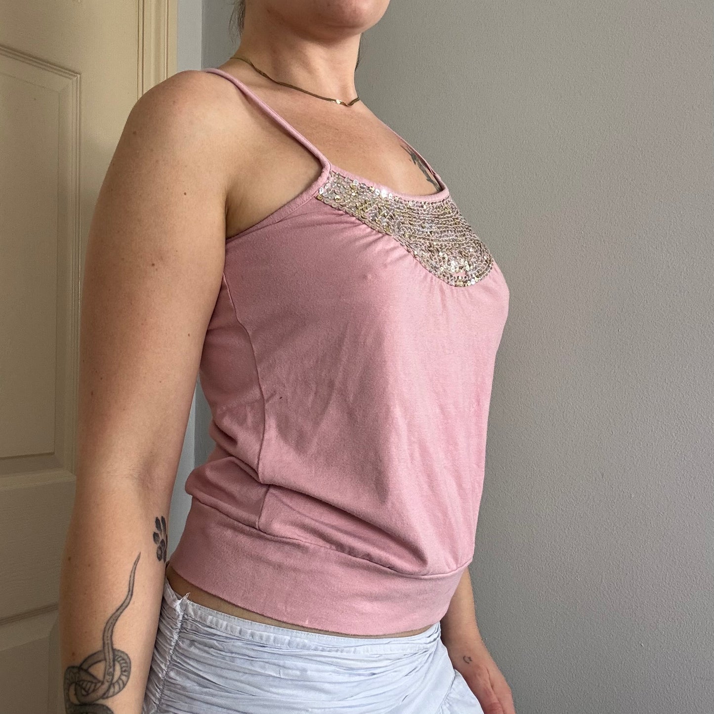 y2k sequin strappy cami top