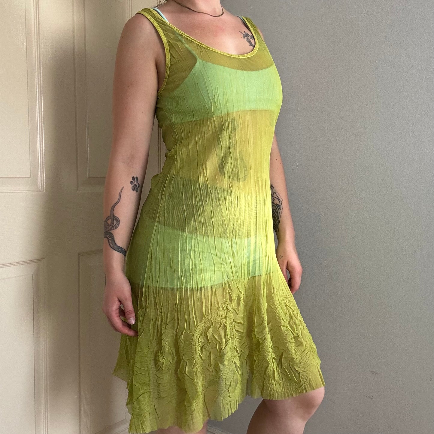 vintage sheer mesh flowy dress