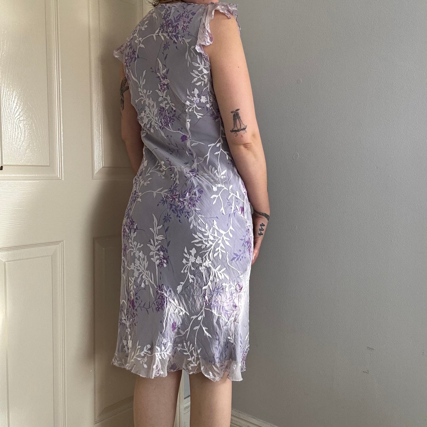 vintage floral mesh midi dress