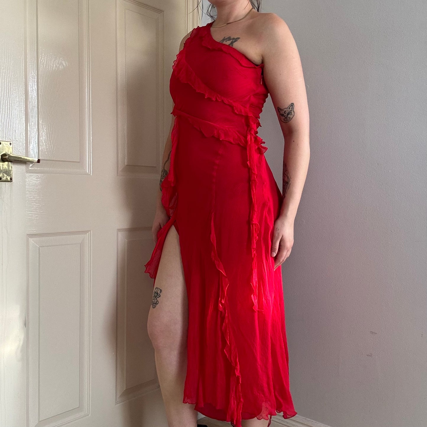 vintage ruffle maxi dress