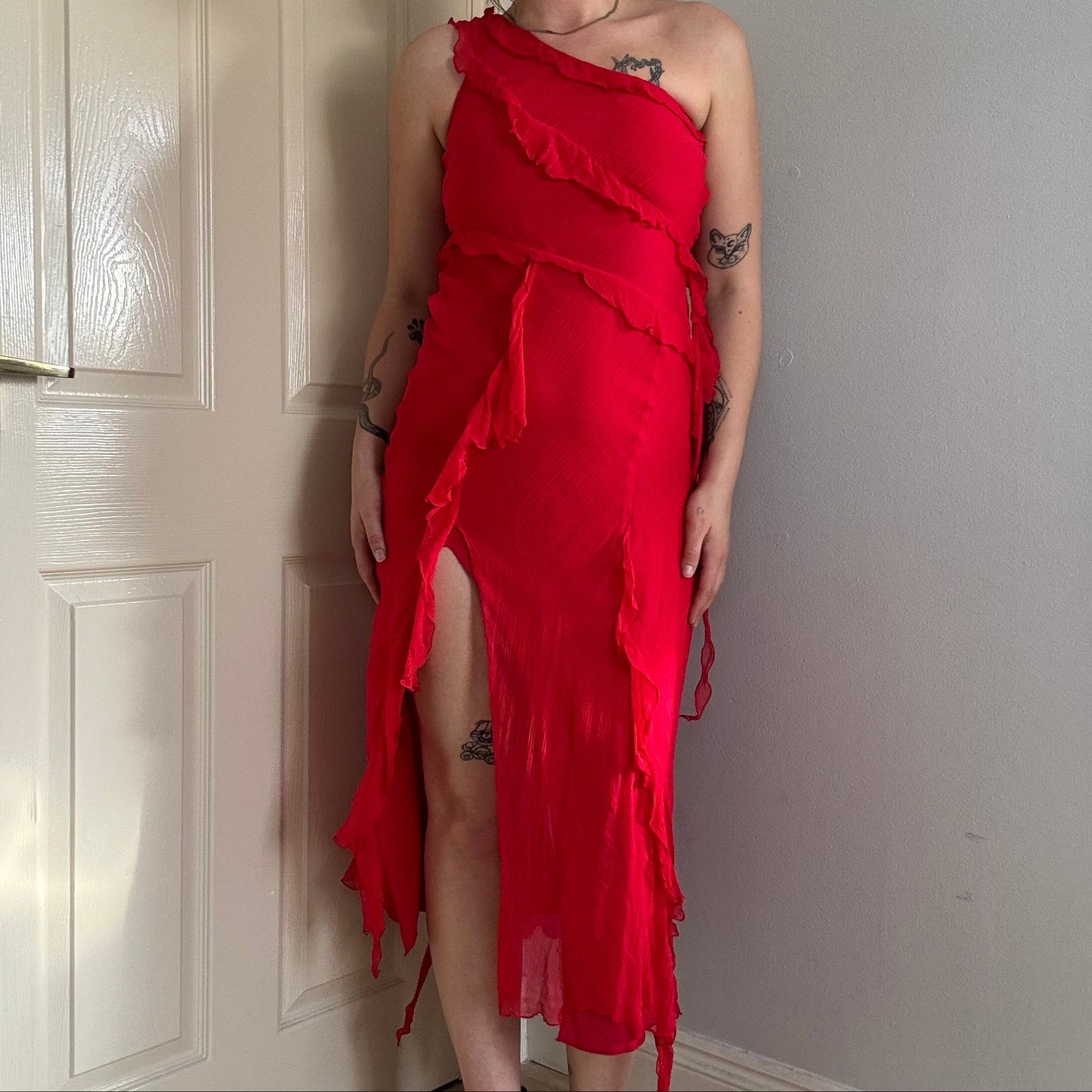 vintage ruffle maxi dress