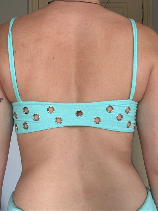 Eyelet bralet: Turquoise