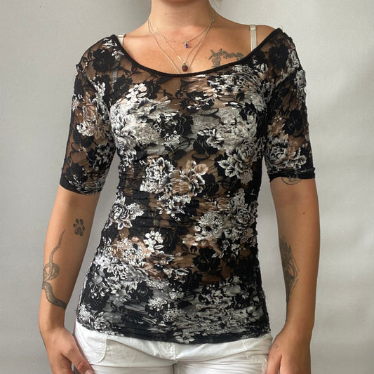 Sheer Floral mesh top