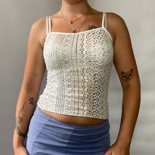 Sheer lace cami top