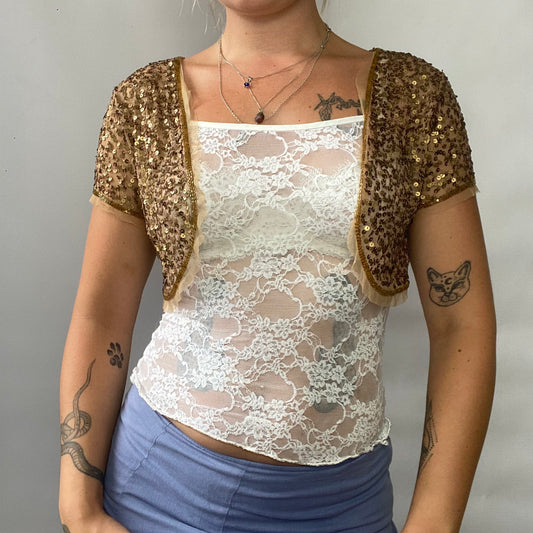 Sequin mesh cropped bolero