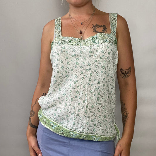 Paisley beaded cami top with tie detail