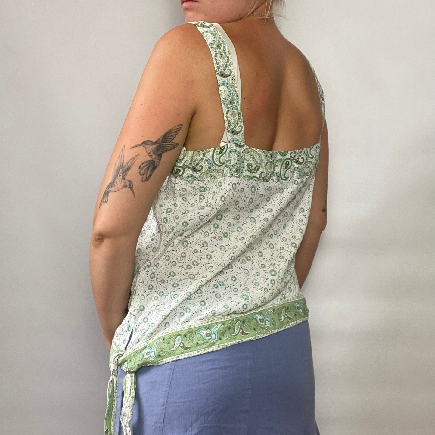 Paisley beaded cami top with tie detail