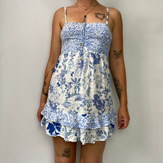 Floral ruffle hem mini dress