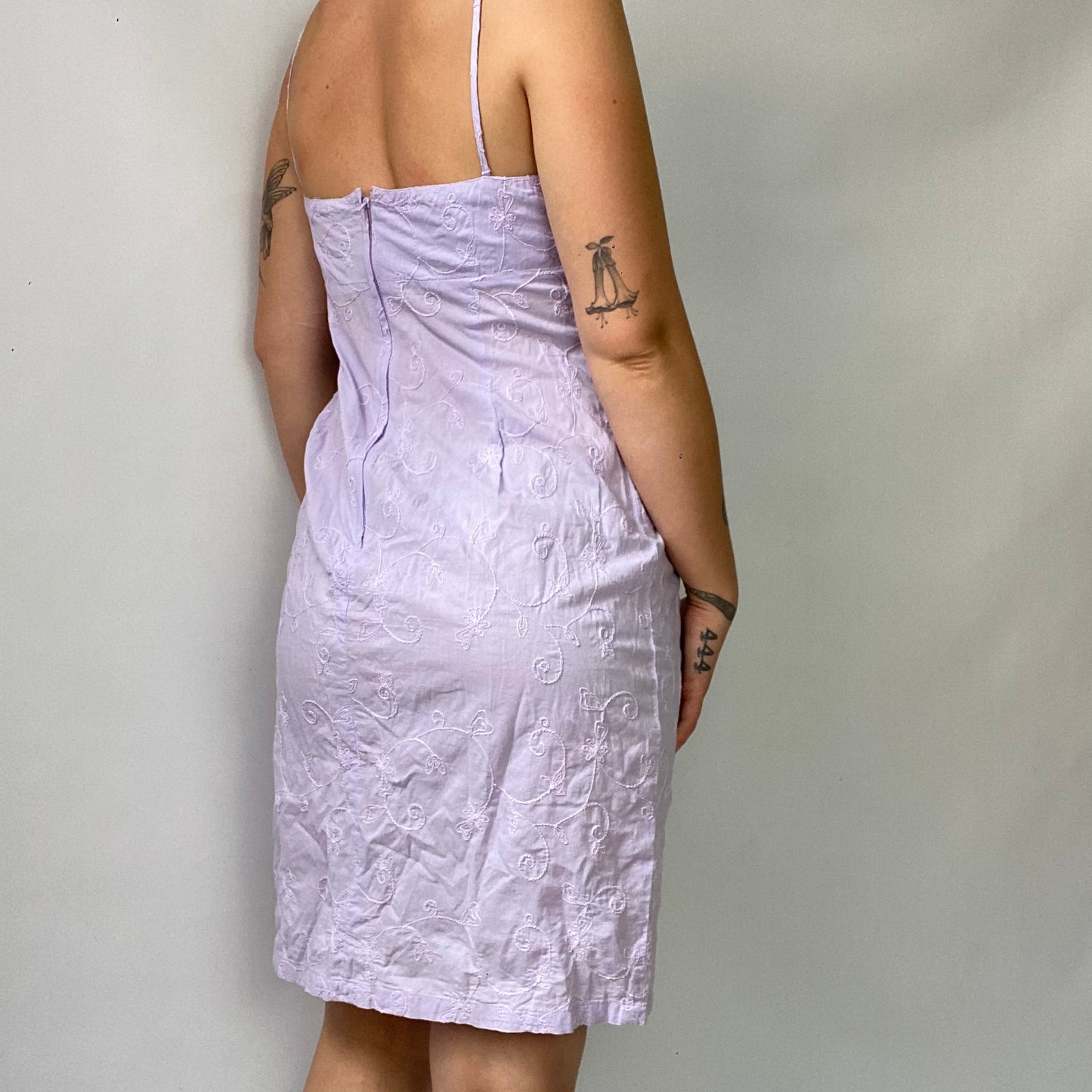 Floral embroidered knee length dress