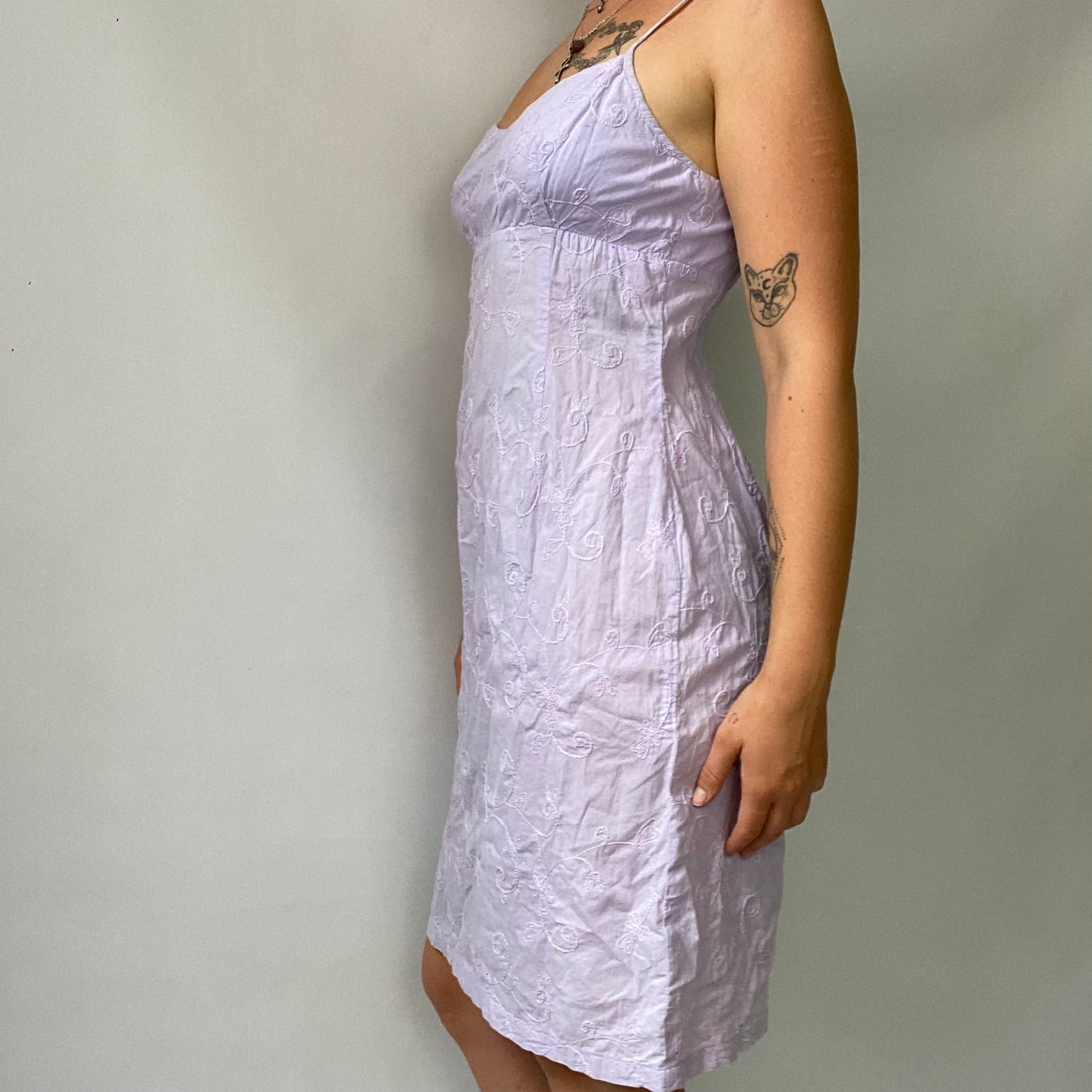Floral embroidered knee length dress