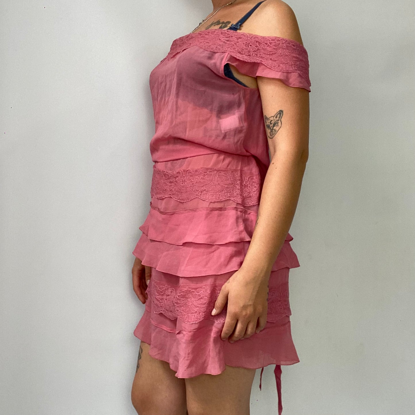 Silk off-the-shoulder mini dress