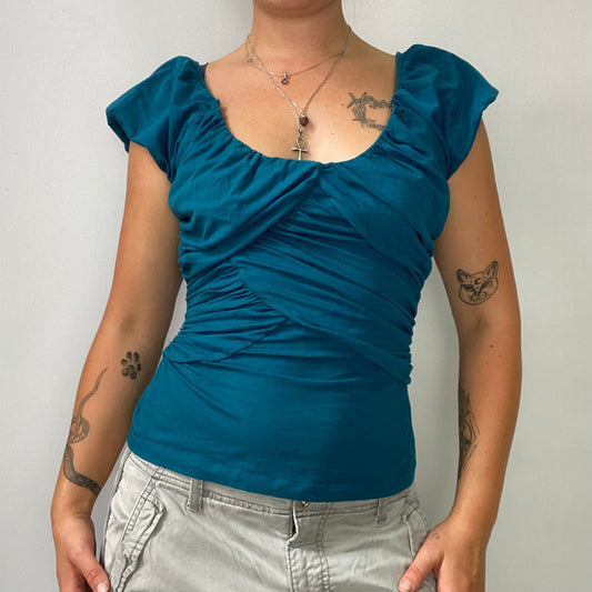 Kookai ruched puff sleeve top
