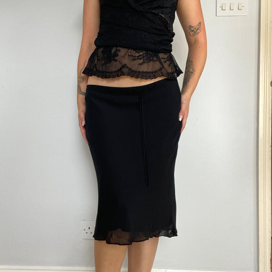 vintage black mesh midi skirt